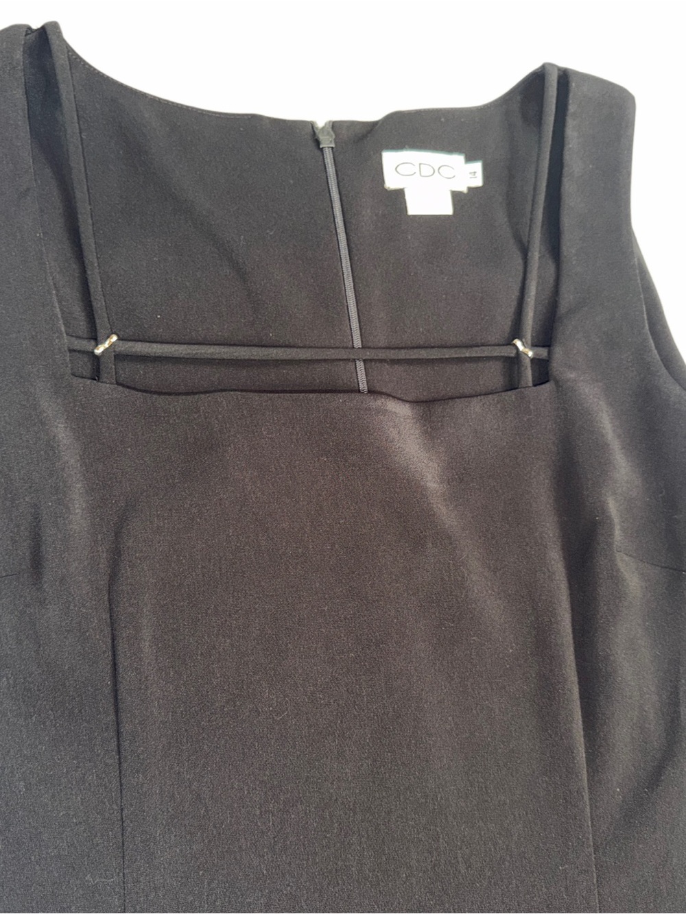 CDC Black Midi Sheath Dress with Square Neckline - Picture 3 of 4